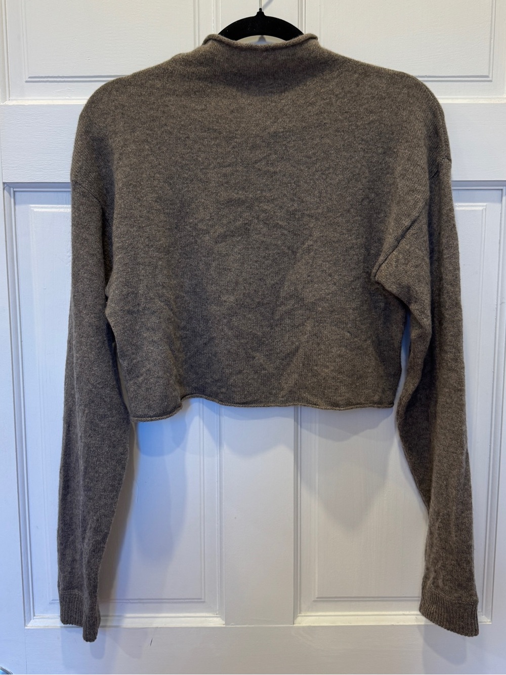 Reformation Cashmere Cropped Turtleneck Sweater S Brown Quiet Luxury Minimalist